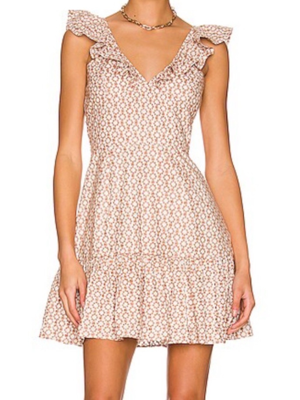 MINKPINK Ruffle V-Neck Mini Dress